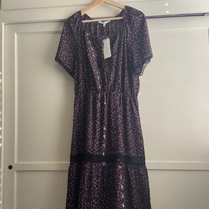 COLLECTIVE CONCEPTS BLACK FLORAL BOHO DRESS - XL